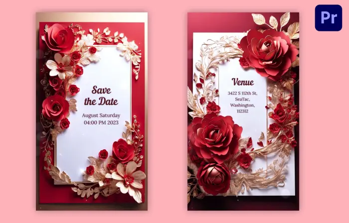 Modern Floral 3D Wedding Invitation Insta Story
